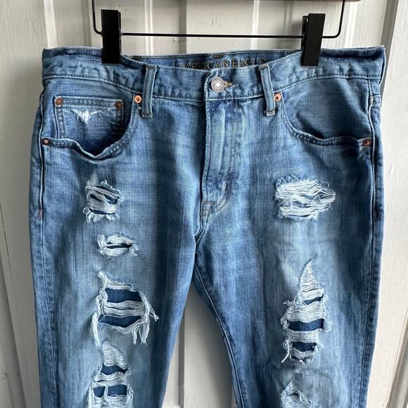 American Eagle Slim Straight Patched Distressed Jeans - Picture 3 of 12